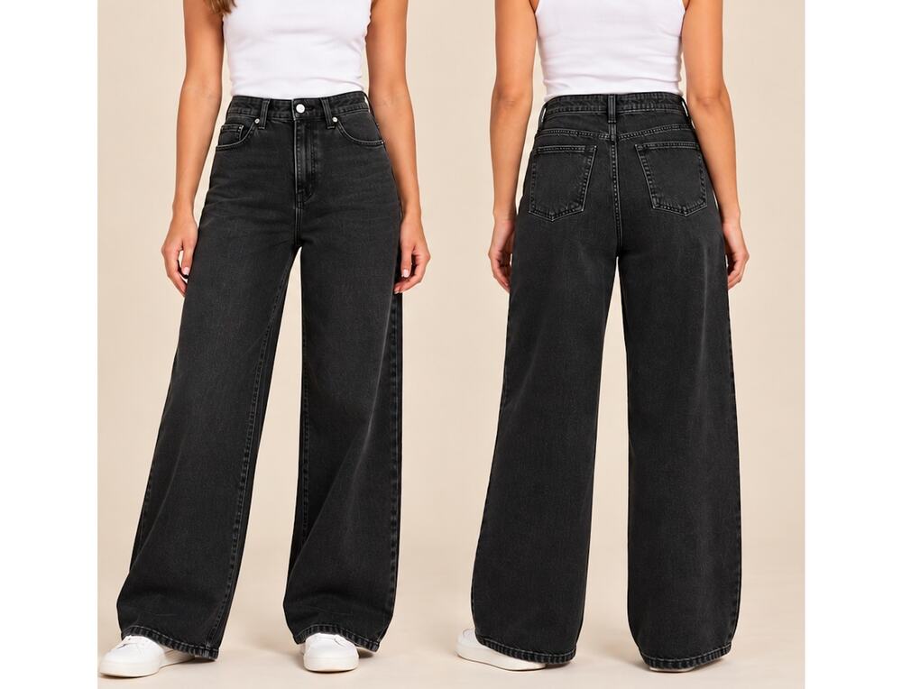 Free Assembly High Rise Wide Leg Jeans 8 Washed Black NWT
